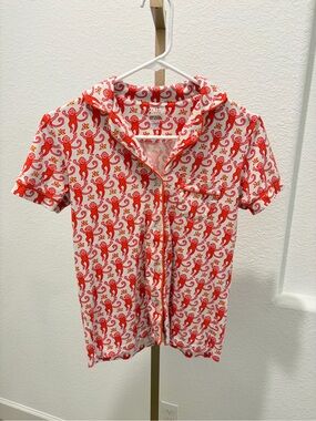 Roller Rabbit Watermelon Monkey-Print Short-Sleeve pj top size xxs